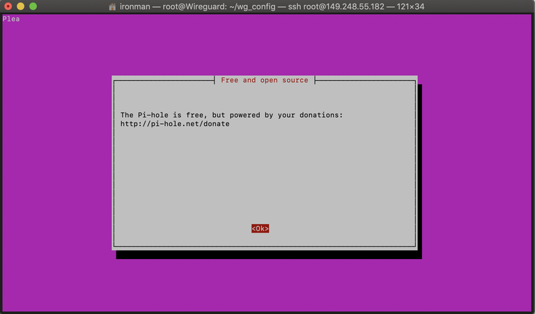 Pi-hole donation screen