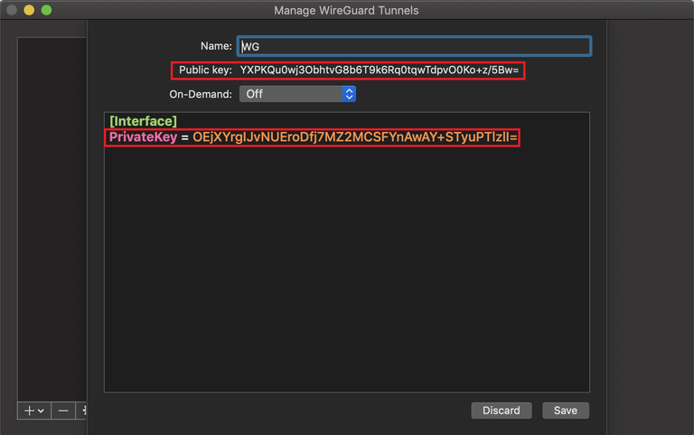 Wireguard client keys