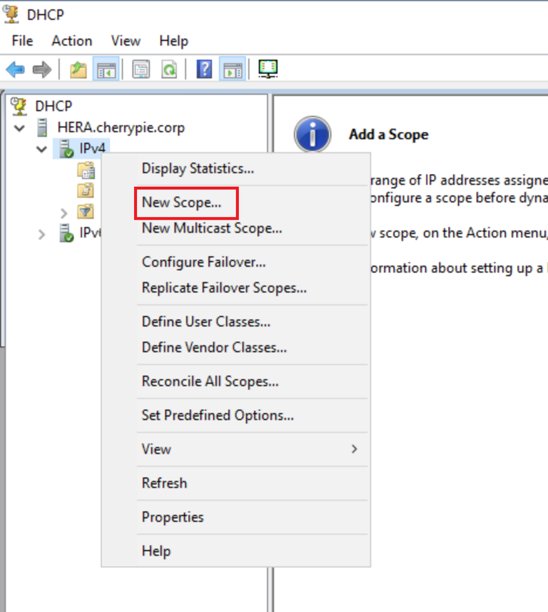 Create a new IPv4 scope 2