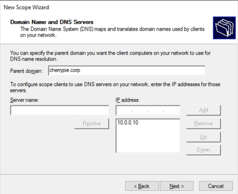 Configure DC IP and DNS 2