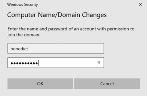 Enter the domain admin username and password