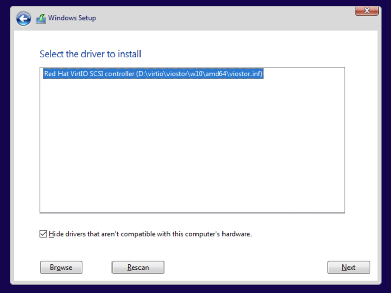 VirtIO storage driver