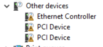 Device Manager missing drivers