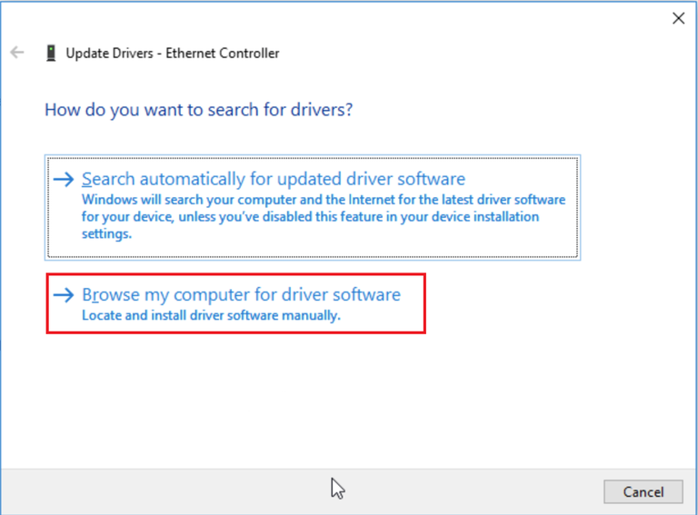 Browse for drivers
