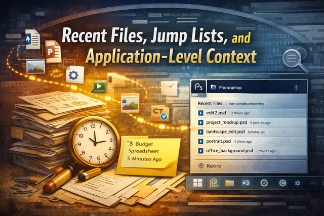 Recent Files, Jump Lists, and Application-Level Context