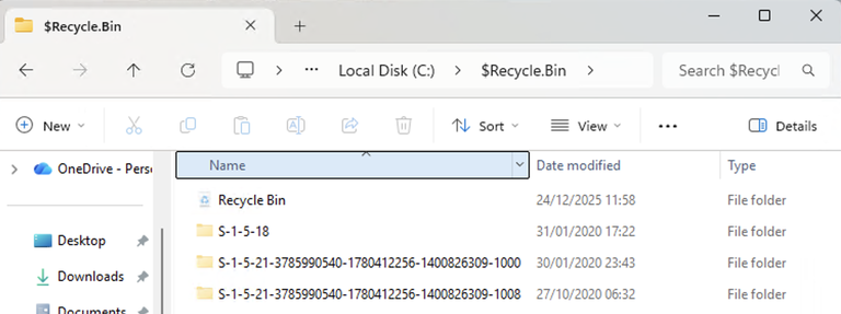 $Recycle.Bin User SIDs