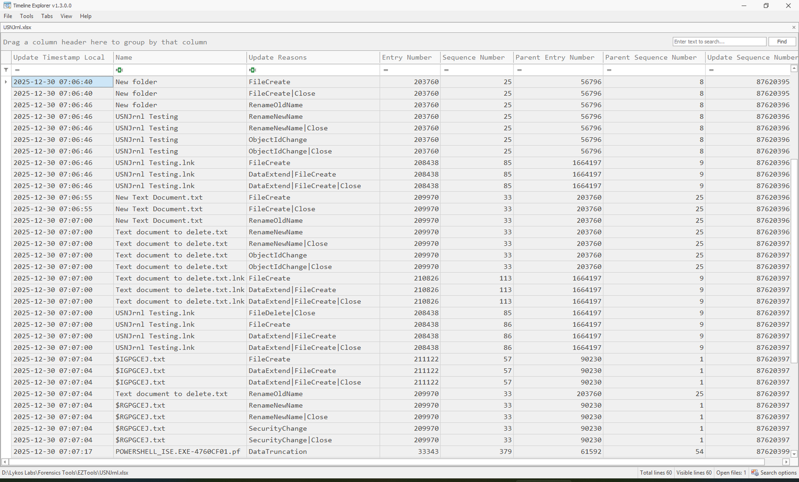 Timeline Explorer USN Journal
